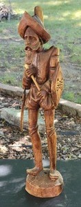 lot 130 image: Fantastic Don Quixote Carved Wood Statue