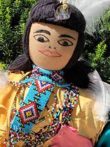 lot 58 image: Native American Cloth Dolls with Beads and Turquoise