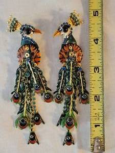 lot 59 image: Enamel Peacock Earrings by Lunch at the Ritz