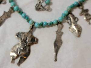 lot 194 image: Artisan Hommage to the Goddess Charm and Turquoise Bead Necklace