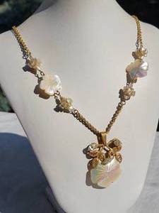 lot 147 image: Vintage Miriam Haskell Signed Shell Theme Necklaces  lot of 2