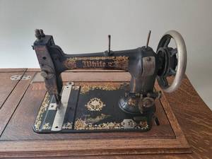 Amazing Antique White Sewing Table