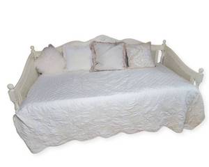 lot 401 image: White Cane-Backed Day Bed with Mattress and Bedding-Twin $2000 Value