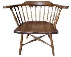 lot 412 image: Two Vintage Low-back Philadelphia WindsorAmish Style Wooden Armchairs $2400 Value