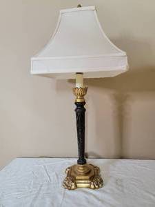 lot 427 image: Elegant Vintage Baroque Lamp W White Lamp Shade 27.5