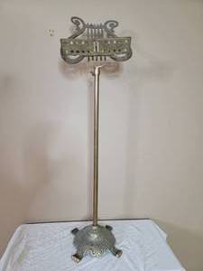 lot 433 image: Vintage Solid Brass Lyre Sheet Music Stand 44  $850 Value