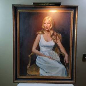 lot 458 image: Custom-Framed Signed Portrait Painting