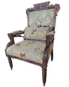 lot 416 image: Vintage Victorian Floral Hand Hand-Carved Chair W 29  D 22  H 11