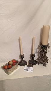 lot 520 image: Perfect Pewter Collection- Candle Holders, Candles & More