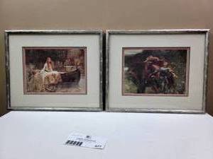 lot 477 image: Two Beautiful Fantasy Framed Prints by John William Waterhouse & Frank Dicksee 15x12