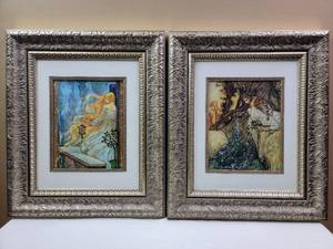 lot 480 image: Two Art Nouveau Fairy Tale Framed Art Prints by Arthur Rackman 16x19