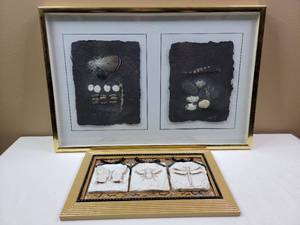 lot 487 image: 2 Gorgeous Crafted Muti-Media Art Pieces