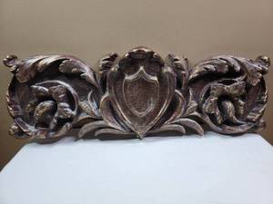 lot 489 image: Two Beautiful Handcrafted Shield Pediment Wall Decor 33x113 & 30x12