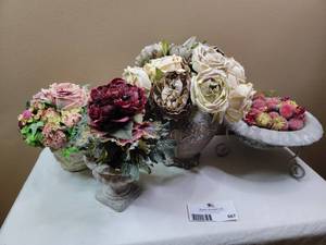 lot 667 image: Assorted Faux Flowers and Vases Collection