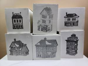 lot 612 image: 6 Dickens Village Collection (IN BOX) Heritage Village Collection $500 Value