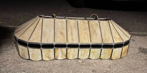 lot 633 image: Vintage 1970s Tiffany-Style Stained Glass Hanging Lamp Fixture-Great for over the Pool Table