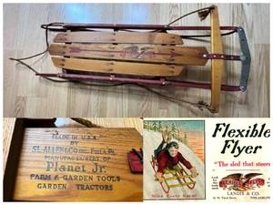 lot 638 image: Vintage 1960s Genuine Flexible Flyer Sled No. 47 by SL Allen Co. $200
