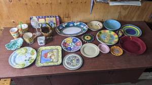 Lovely Hand-Painted Ceramic Serving Platters, Plates, & More