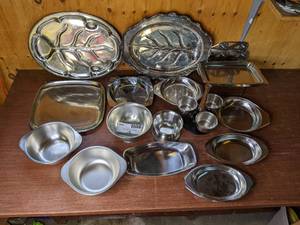 Silver Plate & Stainless Steal Serving Plates