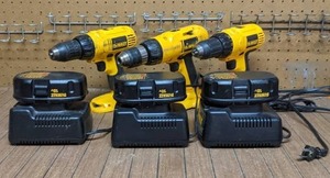 3 Working DeWalt Rechargeable Drills and Chargers