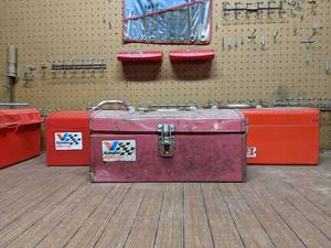 3 Vintage and New Metal Tool Boxes with Tools