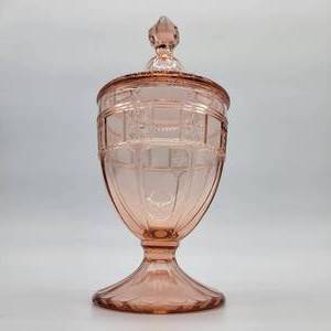lot 21 image: Jeanette Glass Company Doric Candy Jar with Lid 1935-1938