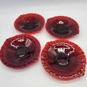 lot 50 image: 4 Hocking Glass Company Old Cafe Ruby Dishes- 1936-1938
