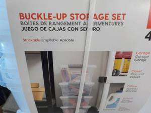 lot 150 image: 4 Pack Buckle Up Plastic Storage Se...