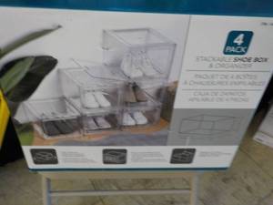 lot 161 image: 4 Pack Stackable Shoe Box and Organ...