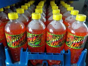 lot 362 image: 24 Pack Mountain Dew Flamin Hot...