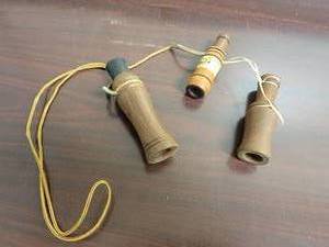 lot 01 image: 3 Vintage Wooden Goose Calls