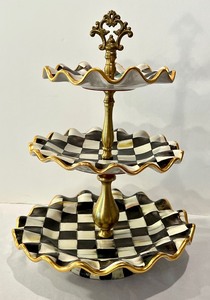 lot 19 image: Mackenzie Childs Courtly Check Three Tiered Sweet Station