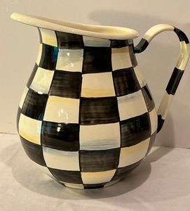 lot 44 image: Mackenzie Childs Courtly Check Enamel Pitcher