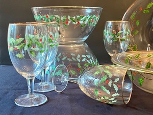 lot 145 image: Holiday Serving Pieces and Stemware