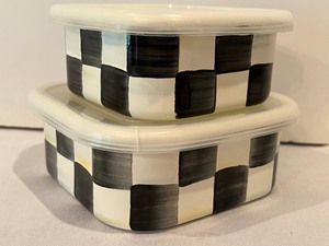 lot 118 image: Two Courtly Check Mackenzie Childs Storage Containers