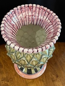 lot 106 image: MacKenzie Childs Thistle Urn Purple Top - Mackenzie Childs Thistle Vase Purple Top