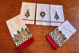 lot 83 image: Five Mackenzie Childs Holiday Hand Towels