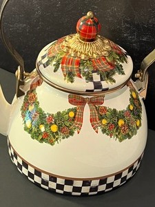 lot 26 image: Mackenzie Childs Evergreen Tea Kettle