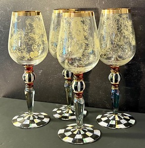 lot 27A image: Mackenzie Childs Blooming Wine Glasses - Set of Four