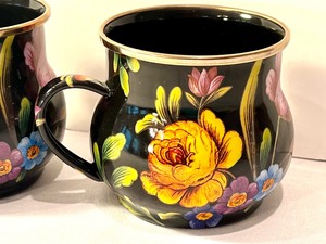 lot 49 image: Pair of Mackenzie Childs Flower Market Enamel Mugs