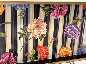 lot 54 image: Mackenzie Childs Floral Tray and Piccadilly Canape Knife Set