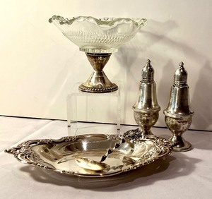 lot 56 image: Array of Vintage Sterling Silver Items and Vintage Silver Plated Dish