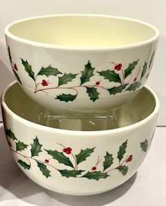 lot 62 image: Set of Two Lenox Holiday Stackable Bowls with Covers