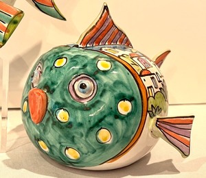 lot 60 image: Two Colorful and Delightfully Painted Italian Fish Figurines by Ravello