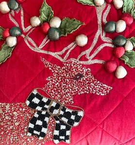 lot 224 image: MacKenzie-Childs Jeweled Deer Holiday Pillow
