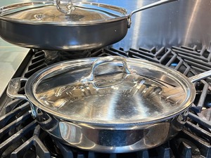 lot 168 image: Two All Clad Covered Frying Pans