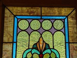 lot 33 image: Gorgeous Colorful Stained Glass Window Panel