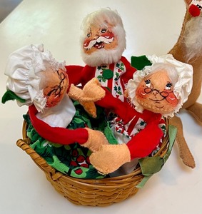 lot 295 image: Annaleee Santa, Two Mrs. Clause and a Reindeer Figurine