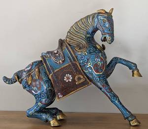 lot 5A image: Stunning Pair of Cloisonn Horses