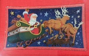 lot 330 image: Framed Fused Glass Santa Plate by Peggy Karr